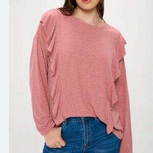 Chaps ruffle front blouse